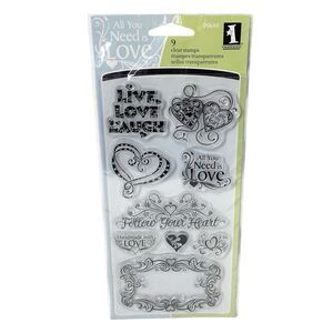 Inkadinkado Poly Clear Stamps Set 9 Love And Friendship Hearts